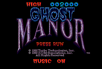 Ghost Manor title screen for TurboGrafx-16
